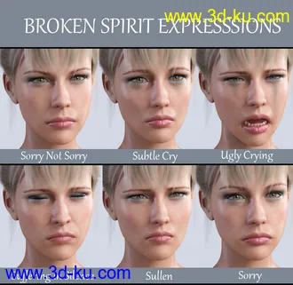 3D打印模型iG Broken Spirit Expressions for Genesis 8 Female的图片