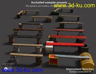 3D打印模型Improvised Benches Construction Kit的图片