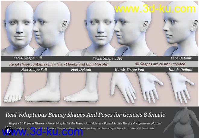 iV Real Voluptuous Beauty Shapes And Poses for Genesis 8 Female(s)模型的图片4