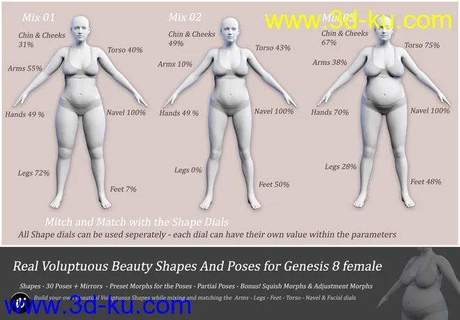 iV Real Voluptuous Beauty Shapes And Poses for Genesis 8 Female(s)模型的图片17