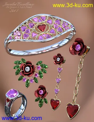 Jeweled Excellence Set 01 for Genesis 2, 3 and 8 Female(s)模型的图片1