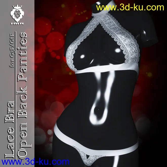 JMR Lace Bra and Open Back Panties for G3F and G8F模型的图片1
