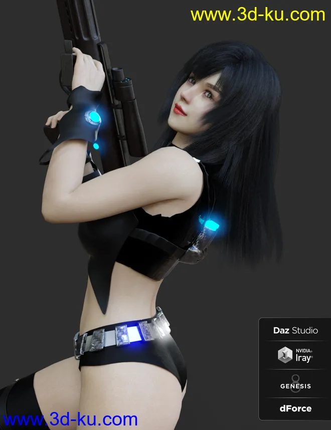 Keicy with Expressions, dForce Breasts and dForce Hair for Genesis 8 Female模型的图片7