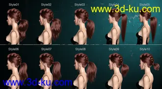3D打印模型Kelly Hair for Genesis 8 Female(s)的图片