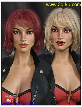 3D打印模型Kiva Hair for Genesis 3 Female(s), Genesis 2 Female(s) and Victoria 4的图片
