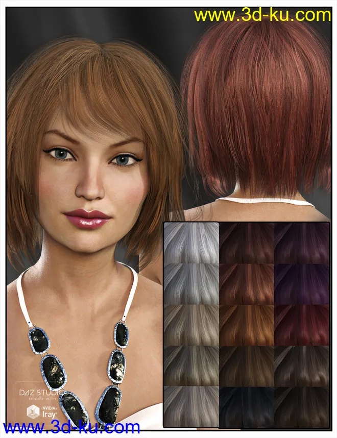 Kiva Hair for Genesis 3 Female(s), Genesis 2 Female(s) and Victoria 4模型的图片9