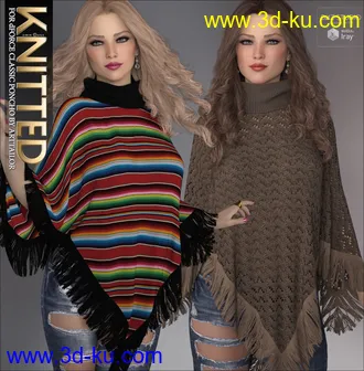 3D打印模型Knitted for dForce Classic Poncho的图片