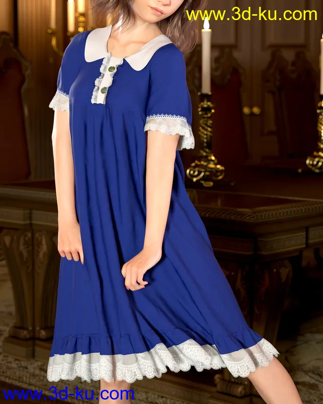 Lantern Sleeve Dress for Genesis 8 Female模型的图片1