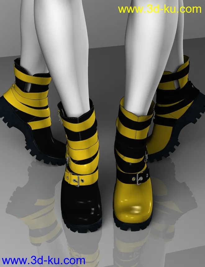 Leather Boots for Genesis 2, 3 and 8 Female(s)模型的图片2