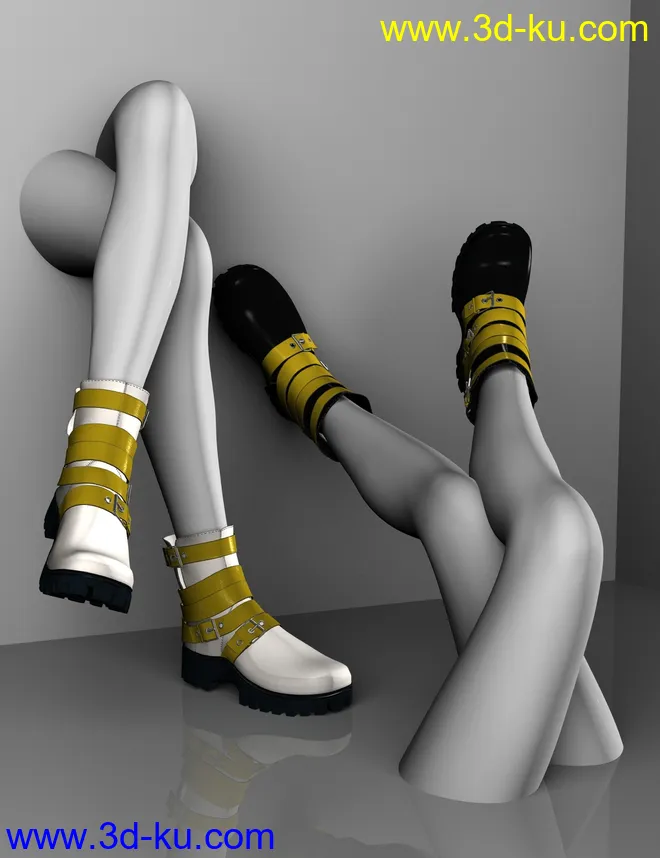 Leather Boots for Genesis 2, 3 and 8 Female(s)模型的图片3