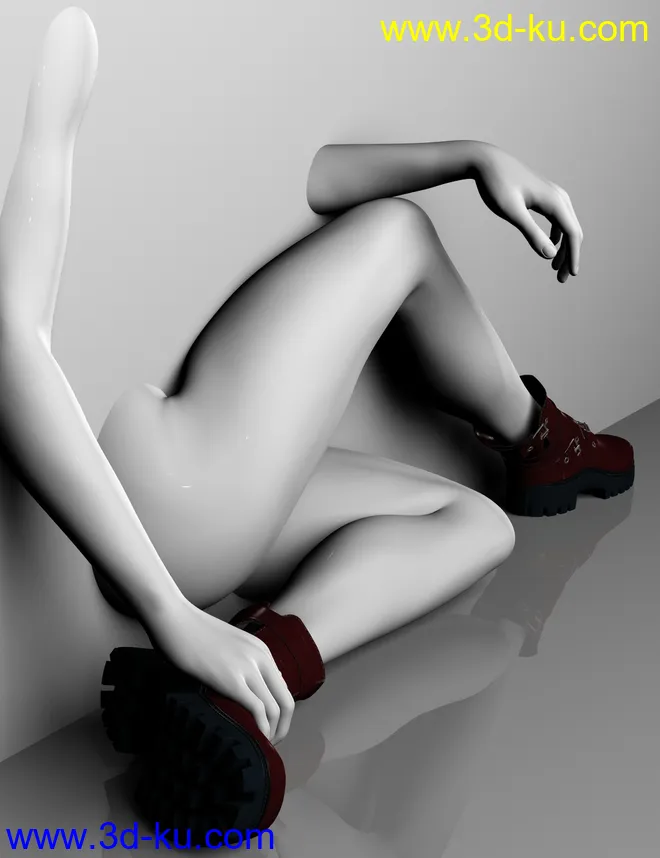 Leather Boots for Genesis 2, 3 and 8 Female(s)模型的图片4