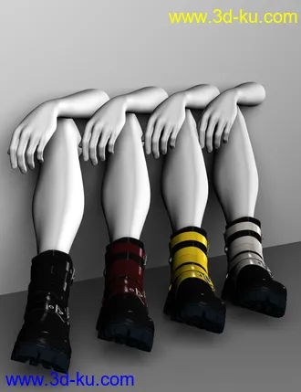 3D打印模型Leather Boots for Genesis 2, 3 and 8 Female(s)的图片
