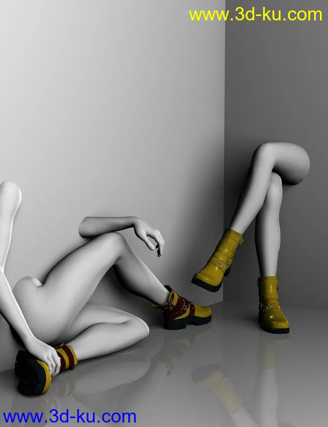 Leather Boots for Genesis 2, 3 and 8 Female(s)模型的图片7