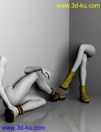3D打印模型Leather Boots for Genesis 2, 3 and 8 Female(s)的图片