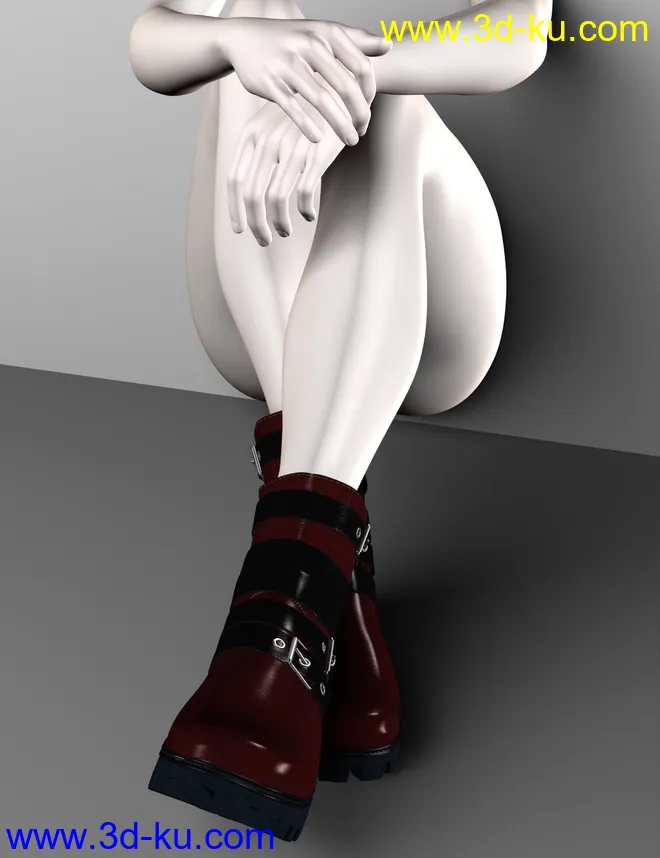 Leather Boots for Genesis 2, 3 and 8 Female(s)模型的图片11