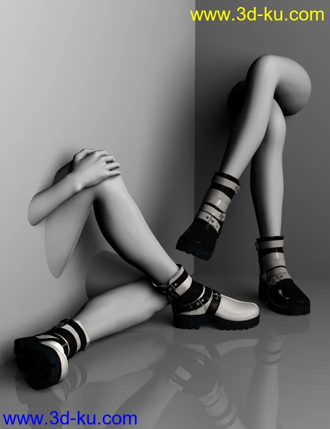 Leather Boots for Genesis 2, 3 and 8 Female(s)模型的图片16