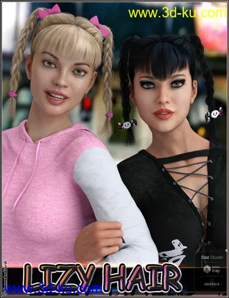 3D打印模型Lizy Hair For Genesis 8 Female(s)的图片