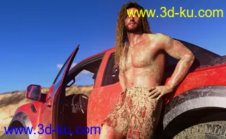 3D打印模型Long Wet Hair with dForce for Genesis 8的图片