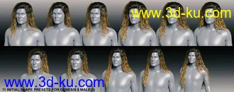 3D打印模型Long Wet Hair with dForce for Genesis 8的图片