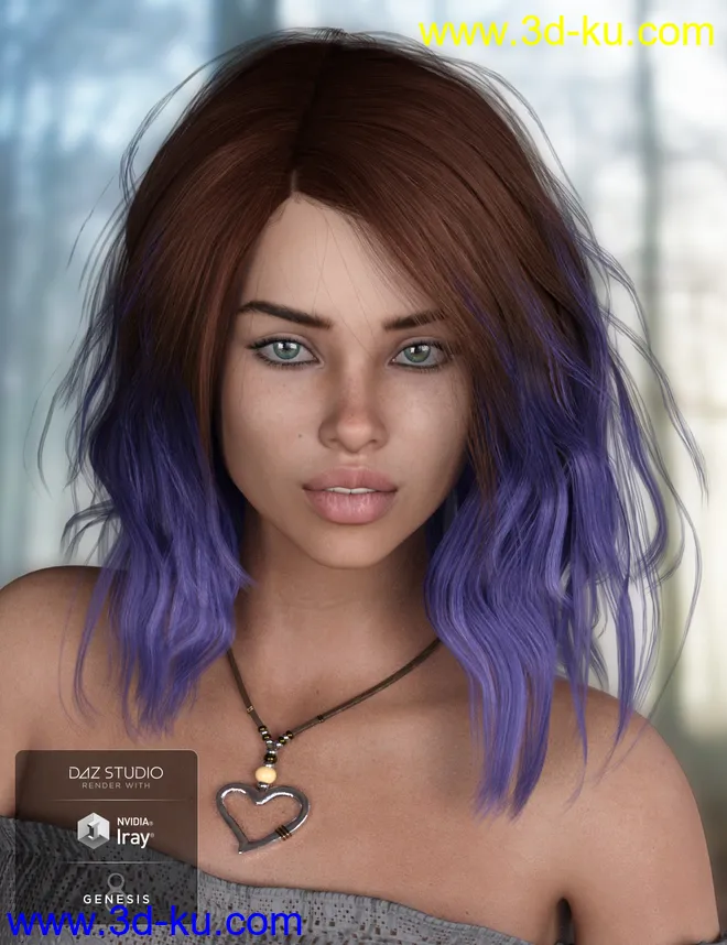 Loona Hair for Genesis 3 and 8 Female(s)模型的图片3