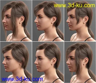 3D打印模型Low Ponytail Hair for Genesis 3 and 8 Female(s)的图片