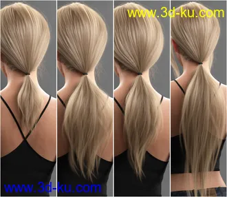 3D打印模型Low Ponytail Hair for Genesis 3 and 8 Female(s)的图片