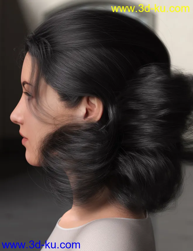 Low Updo Hair for Genesis 3 and 8 Female(s)模型的图片8