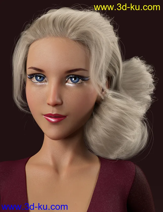 Low Updo Hair for Genesis 3 and 8 Female(s)模型的图片17