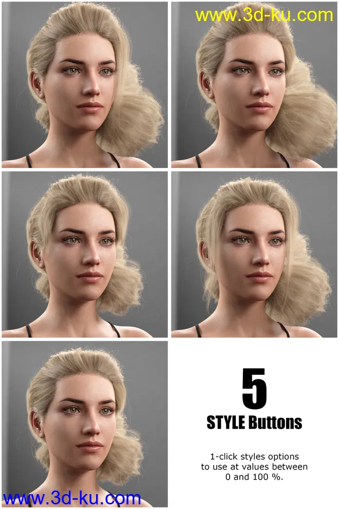 Low Updo Hair for Genesis 3 and 8 Female(s)模型的图片19
