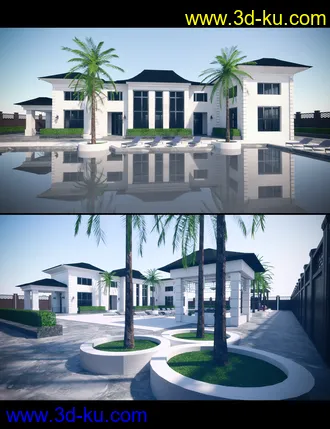 3D打印模型Luxury Pool House and Garden的图片