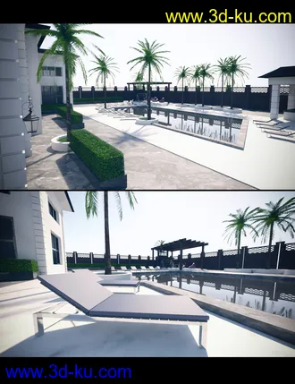 3D打印模型Luxury Pool House and Garden的图片