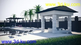 3D打印模型Luxury Pool House and Garden的图片