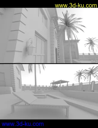 3D打印模型Luxury Pool House and Garden的图片