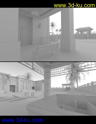 3D打印模型Luxury Pool House and Garden的图片