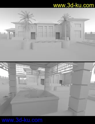 3D打印模型Luxury Pool House and Garden的图片