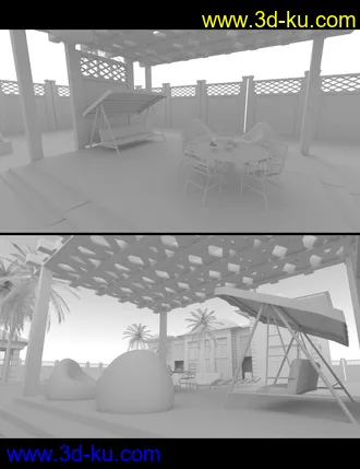 3D打印模型Luxury Pool House and Garden的图片