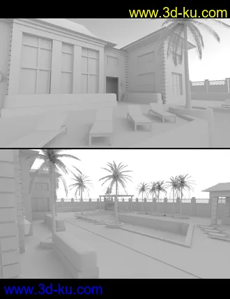 3D打印模型Luxury Pool House and Garden的图片