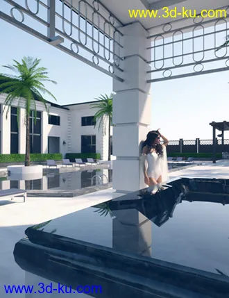 3D打印模型Luxury Pool House and Garden的图片