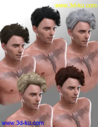 3D打印模型Magnus Hair for Genesis 3 and Genesis 8 Male(s)的图片