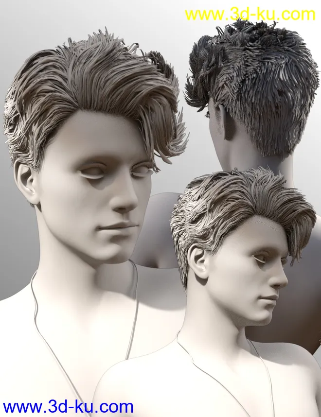 Magnus Hair for Genesis 3 and Genesis 8 Male(s)模型的图片7