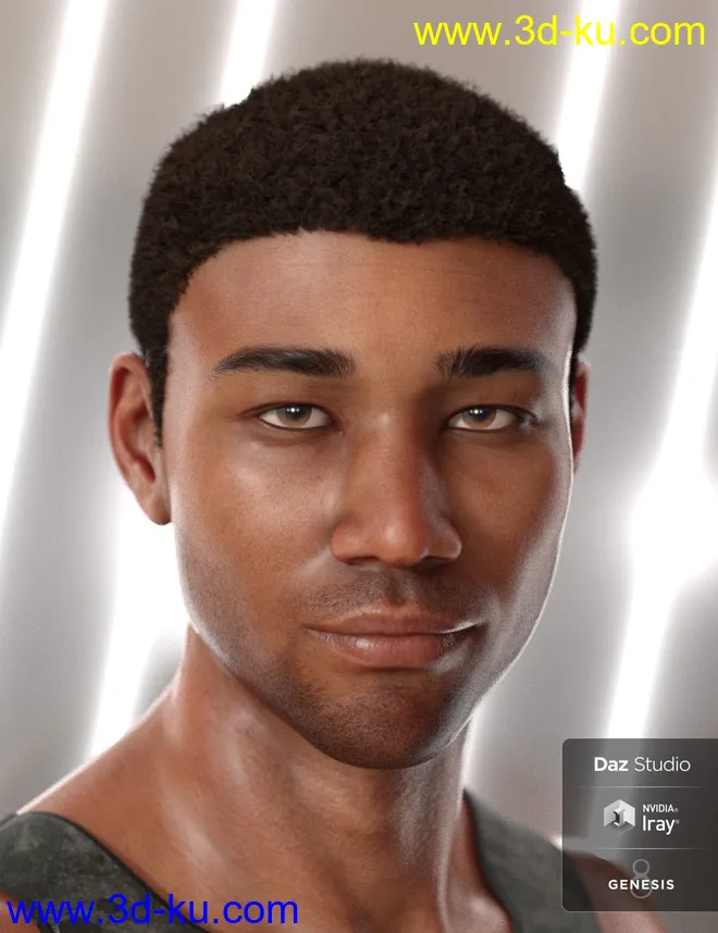 Malik Hair for Genesis 8 and Genesis 3 Male(s)模型的图片1
