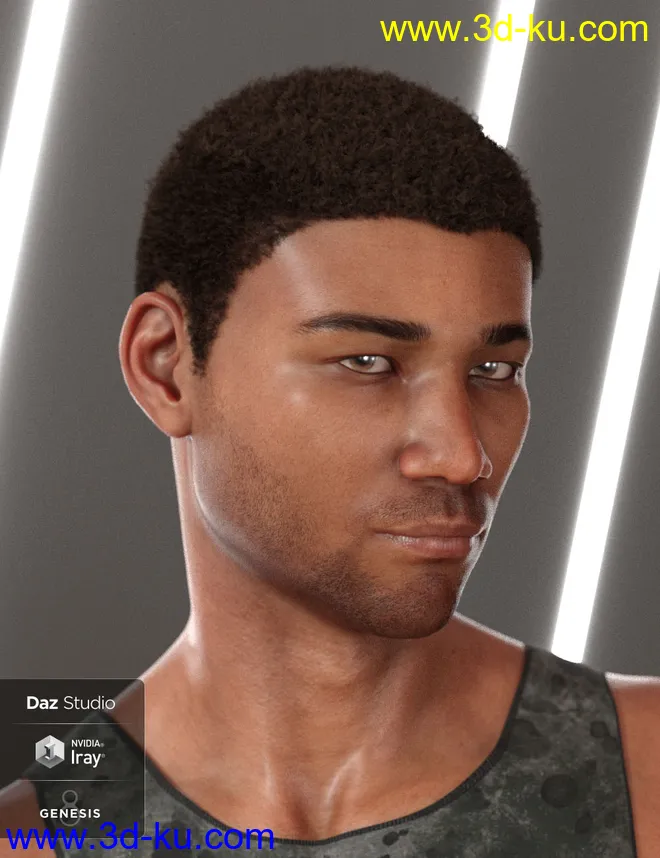 Malik Hair for Genesis 8 and Genesis 3 Male(s)模型的图片5