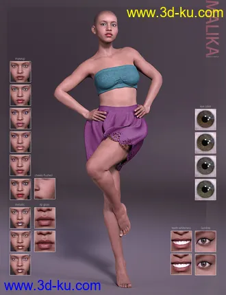 3D打印模型Malika HD & Smile HD Expression for Genesis 8 Female的图片