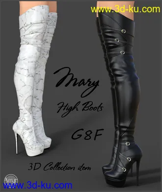 3D打印模型Mary High Boots for Genesis 8 Females的图片