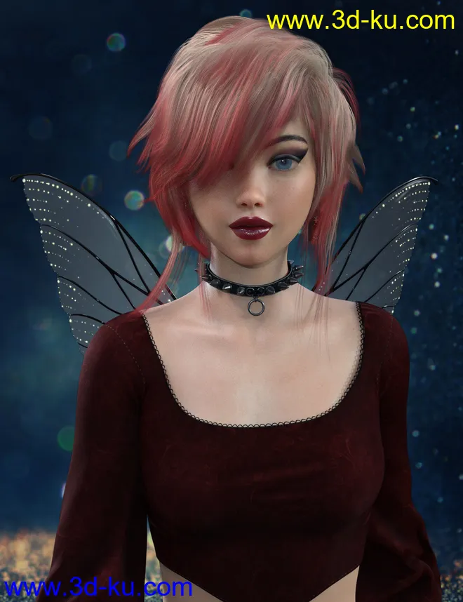 Messy Pixie Cut Hair for Genesis 8 Female模型的图片6