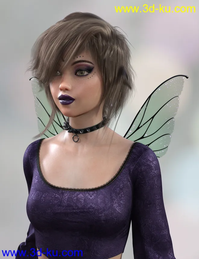 Messy Pixie Cut Hair for Genesis 8 Female模型的图片8