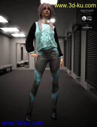 3D打印模型Misty Kawaii Goth Textures for dForce Misty Pastel Goth Outfit的图片