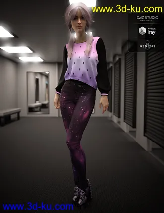 3D打印模型Misty Kawaii Goth Textures for dForce Misty Pastel Goth Outfit的图片