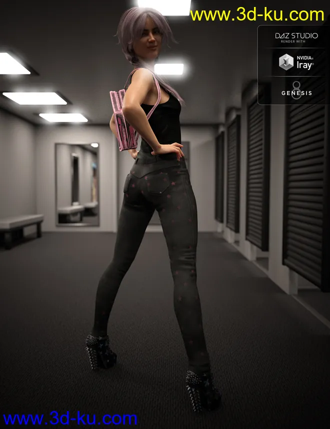Misty Kawaii Goth Textures for dForce Misty Pastel Goth Outfit模型的图片7
