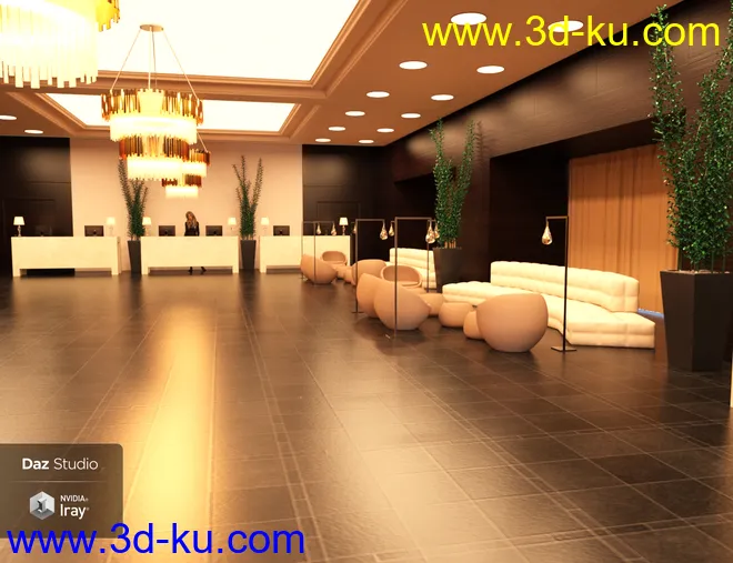 Modern Hotel Lobby模型的图片2